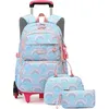Image de Cartable Roulette Fille Garon Primaire Sac Dos pour Enfant avec Lunch Box et Trousse pour Quotidien et couleurs multiples CARTABLE