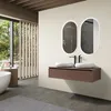 Image de Meuble de salle de bain double vasque 120cm bois foncé avec miroir led LB-1006 - LuxuryBain