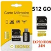 Image de Carte Micro-SD 512 Go - ZISONIX - Classe 10 - Compatible smartphones et caméras - Adaptateur inclus - Noir