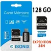 Image de Carte Micro-SD 128 Go - ISONIX - SDXC/SDHC - Classe 10 - Bleu - Adaptateur inclus