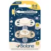 Image de Biolane 2 Sucettes collection nuit 0-6 mois Beige Base extra-fine et téterelle réversible