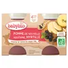 Image de Babybio Fruits Pot Pomme Myrtille +4m Bio 2 x 130g