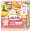 Image de Babybio Gourdes Pomme Orange Banane +6m Bio 4 x 90g