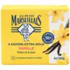 Image de Le Petit Marseillais Savon Extra Doux Vanille Lot de 4 x 100g