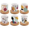 Image de COFFRET 6 TASSES A CAFE EN PORCELAINE SOUS TASSES EN BAMBOU MODERNISME - EASYLIFE