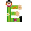 Image de Lettre décorative - SEVI - E (clown) - Bois - Hauteur 10 cm - Adhésif double-face