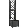 Image de STEFANPLAST Bac à fleur carré ITALIA avec treillis - 30L - Plastique - 43x43x142h cm - Anthracite