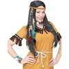 Image de Kit accessoires indien sauvage adulte - Coloré - Femme - Plumes blanches bleues et marron