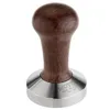Image de Presse à café tamper dexpresso 58 mm plane en acier inoxydable avec manche en bois marron - MOTTA