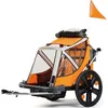 Image de Remorque vélo - remorque à accrocher au vélo pour enfant - - dimensions 80cmx30cmx80xm - couleur orange et blanc