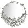 Image de Miroir mural rond papillons en métal argenté cm 91x3x94