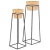 Image de Lot de 2 pots de fleurs en métal doré avec bases cm 23x23x70-20x20x60