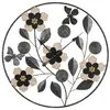 Image de Horloge murale en métal noir et bois brun Ø 67X55 cm