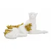 Image de Statuette léopard en résine blanche et dorée 53x215x24 cm