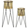 Image de Lot de 2 pots de fleurs en métal doré Drak cm 21x20x46-18x18x32
