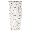 Image de Vase décoratif en céramique blanche et dorée Ø 16x325 cm