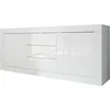 Image de Buffet BASICO 2 Portes 3 Tiroirs Blanc Laqué brillant - L210xP42xH858 cm