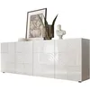 Image de Buffet - MIRONA - 4 portes - Blanc laqué brillant avec serigraphie - 241 x 43 x 84 cm