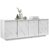 Image de Buffet - Marbre blanc - Style chic - 4 portes - MARMO - L 180 x P 43 x H 70 cm