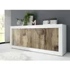 Image de Buffet - BASICO - 4 portes - Blanc décor chêne Pero - 207 x 86 x 43 cm