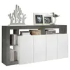 Image de Buffet SEFRO - 4 portes et 4 niches - Blanc laqué et béton