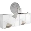 Image de Buffet VICTORY - Blanc laqué brillant - 4 portes - L 241 x P 42 x H 84 cm