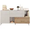 Image de Buffet - MONTECARLO - 2 portes - 2 tiroirs - Blanc laqué / Chêne Cadiz - 181 x 43 x 94 cm