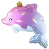 Image de BALLON ALUMINIUM DAUPHIN COURONNE 62X57CM Rose Fuchsia