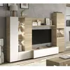 Image de Dmora - Meuble mural Raleigh 126 x 42 x 32 cm chêne blanc Panneau effet bois et Verre