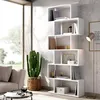 Image de Dmora - Bibliothèque Joliet 80x25h190 cm Blanc brillant Panneau effet bois et Verre
