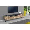 Image de Dmora Meuble TV de salon Made in Italy meuble TV avec 2 portes et 2 tiroirs Cm 200x40h47 Ardoise et Érable
