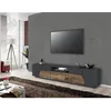 Image de Dmora Meuble TV de salon Made in Italy Meuble TV avec 4 portes géométriques et 1 tiroir Cm 220x43h46 Ardoise et Érable