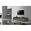 Image de Dmora Meuble TV de salon Made in Italy meuble TV avec 4 portes géométriques et 2 tiroirs Cm 260x43h46 Ardoise et Érable