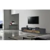 Image de Dmora - Meuble TV Gregorio Buffet bas de salon avec 4 portes base meuble TV 100% Made in Italy 260x43h46 cm Ardoise et Érable