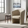 Image de Dmora - Fauteuil Ago 64 x 63 x h 76 cm beige Panneau effet bois Similcuir et Mousse de polyuréthane