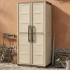 Image de Armoire dextérieur Daldegan - Dmora - En PVC - Beige Marron 70x39h165 cm