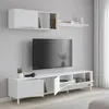 Image de Dmora - Meuble haut Banari 200x40xh45 cm Blanc Chêne Panneau effet bois