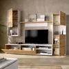 Image de Dmora - Meuble haut Artex 220 x 41 x h 180 cm Noeuds de chêne Blanc Panneau effet bois