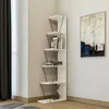 Image de Dmora - Bibliothèque Erminia 50x22xh150 cm Blanc Noir Panneau effet bois et Métal