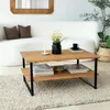 Image de Table basse Dlionett - Dmora - Bois massif - Chêne 85x67h40 cm