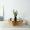 Image de Table basse Jolanda Dmora en chêne massif brun 90x90x30 cm