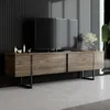 Image de Meuble TV Abishia Dmora en Bois Noble Noyer Marron 180x30x50h cm