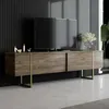 Image de Meuble TV Abishia Dmora en Bois Nobilité Noyer Marron 180x30x50h cm