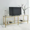 Image de Meuble TV Dklaasse - Dmora - Verre - Doré 130x51h45 cm