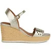Image de Sandales Femme - GEOX - Ponza - Cuir métallisé - Talon compensé 5cm - Or