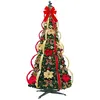 Image de Arbre de Noël Pliable de 4 Pieds Arbre de Noël Entièrement Décoré Avec Lumières Ruban et Noeud Pour Décorations de Fête de Noël