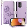 Image de Coque Étui portefeuille pour Samsung Galaxy A32 5G Housse flip magnétique en cuir PU à motif pissenlit - Violet bl COQUE TELEPHONE