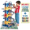 Image de Garage à jouets 7 étages MOLTO avec 10 voitures et tapis de jeu - Mixte - Enfant - Bleu Jaune