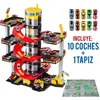 Image de Garage à jouets 6 étages MOLTO avec 10 voitures et tapis de jeu