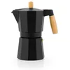 Image de BRA Market Cafetière 9 tasses (425 ml) corps en aluminium poignée et bouton en bois de hêtre naturel pleine induction